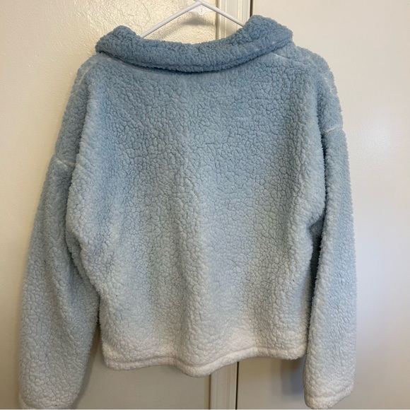 Thread & Supply Pullover Light Blue Ombre Sherpa Jacket Quarter Zip Size Small - Picture 8 of 9